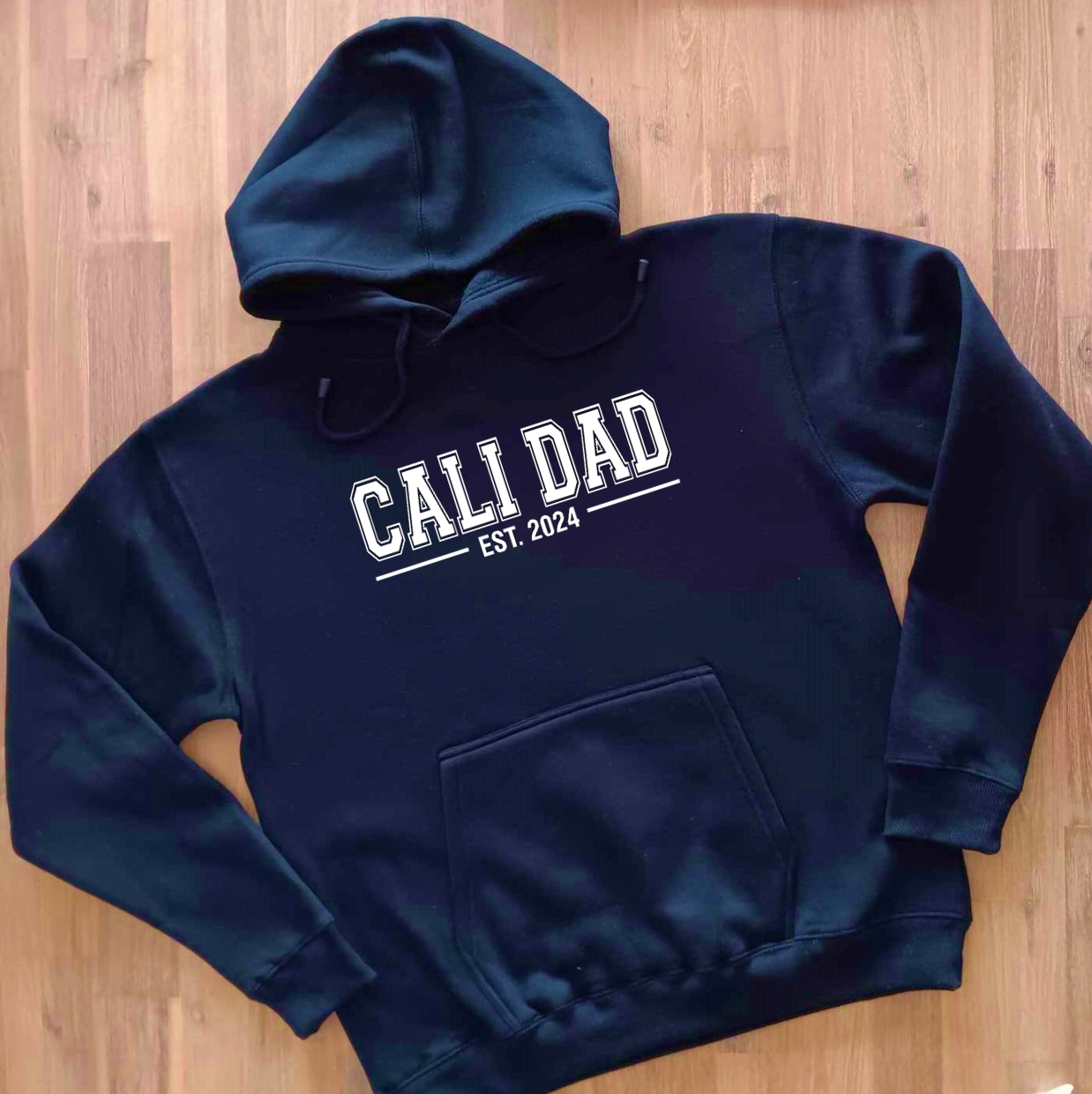 'Cali Dad' Collection - Classic White - Navy Blue Hoodie