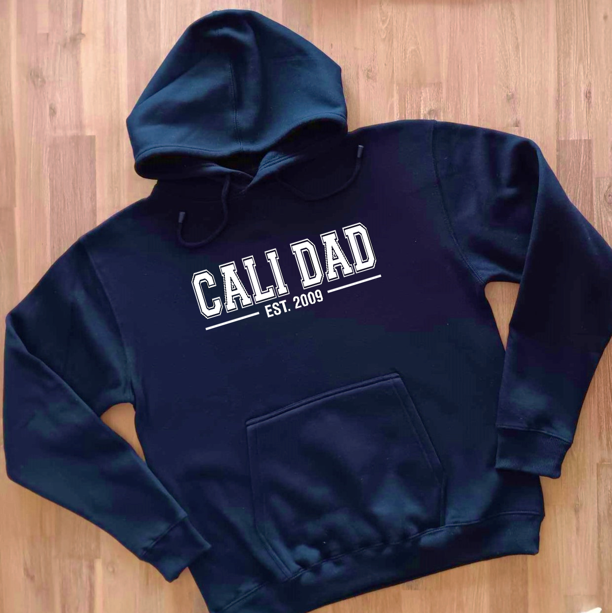 'Cali Dad' Collection - Classic White - Navy Blue Hoodie