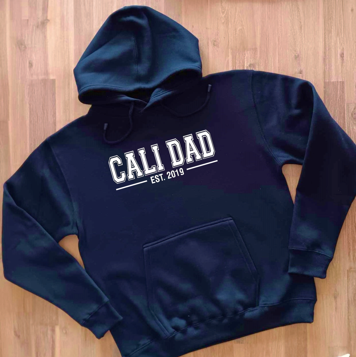 'Cali Dad' Collection - Classic White - Navy Blue Hoodie
