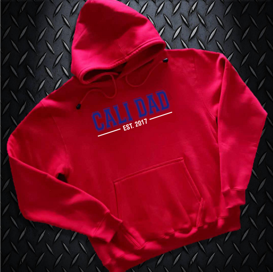 'Cali Dad' Collection - Classic Navy & Classic White - Red Hoodie